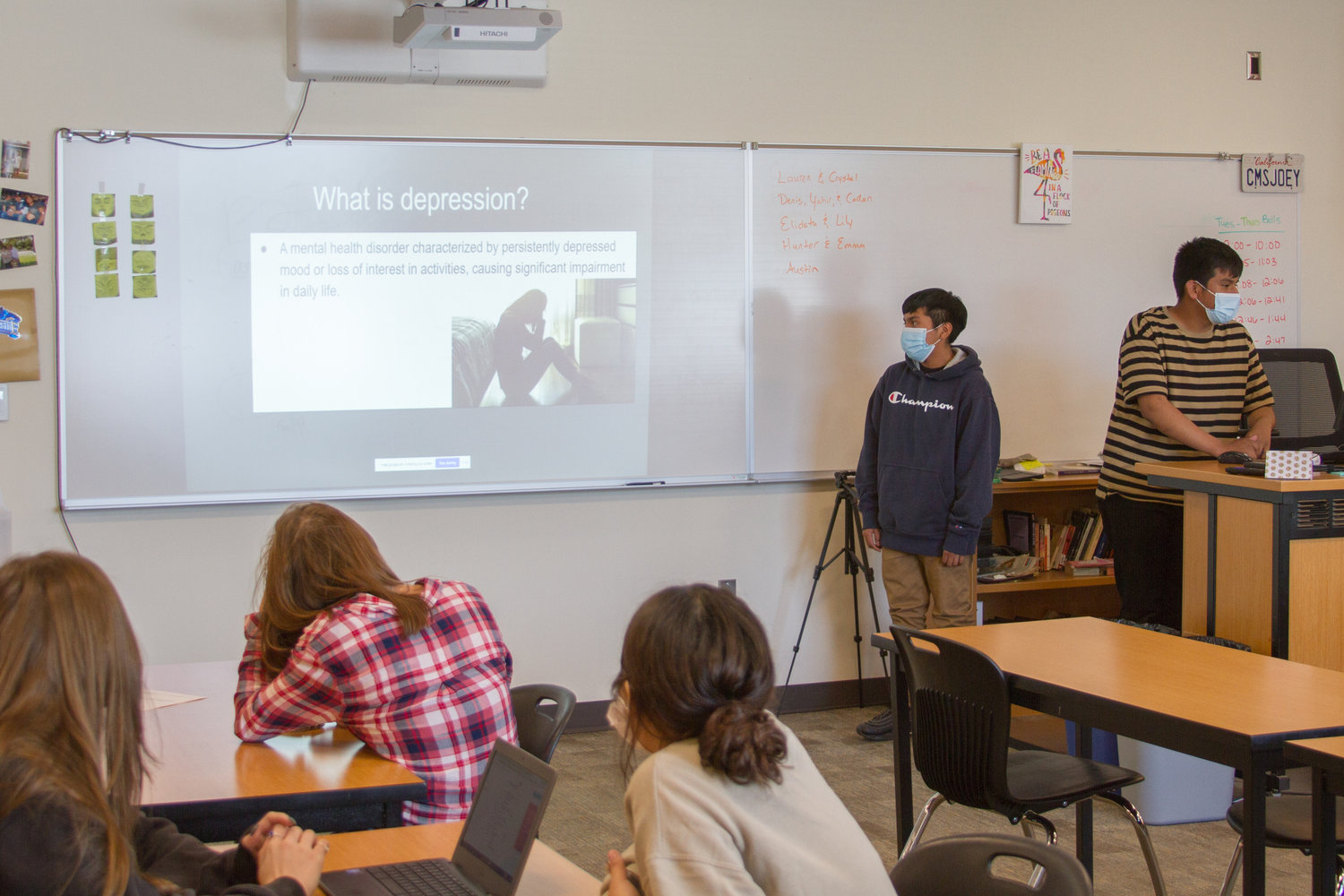 Students gave presentations on teen depression as well as suggestions for how to address it.